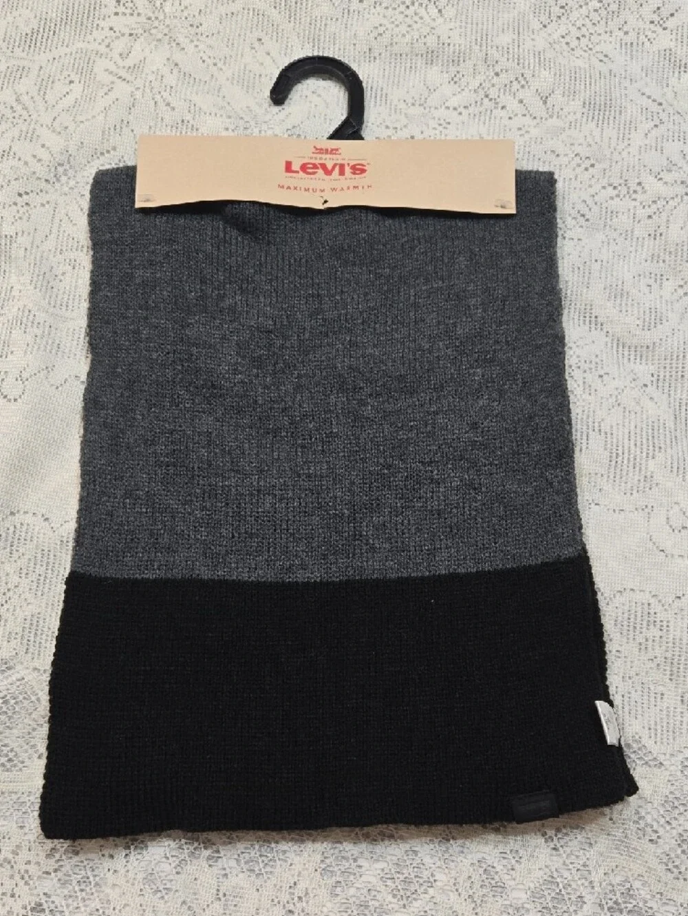 Levi's Charcoal and Black Knit Scarf